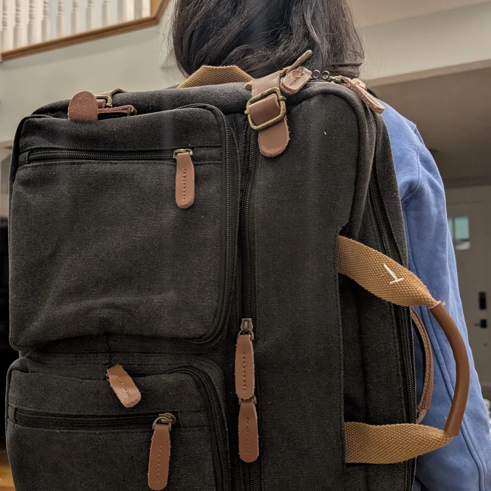 CoolBell Convertible Backpack Messenger Charcoal Gray Canvas Men's Laptop Bag